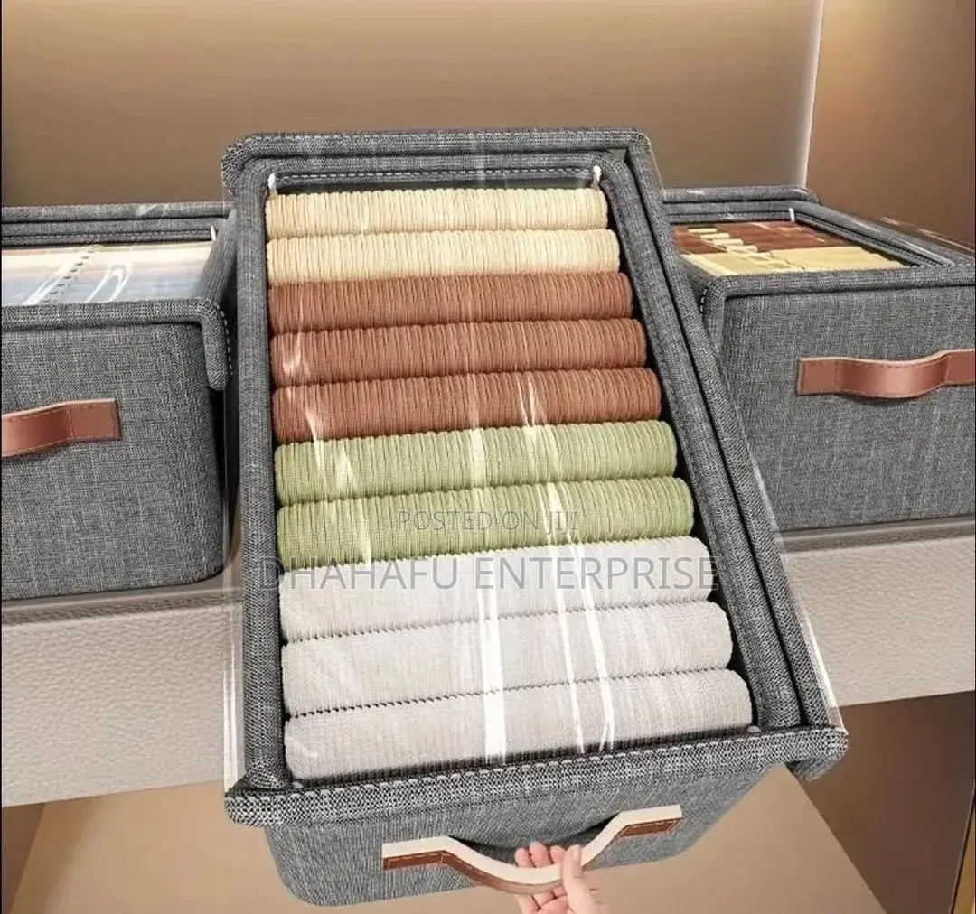 Foldable Closet/Wardrobe Organizer Box With Clear Lid – Large