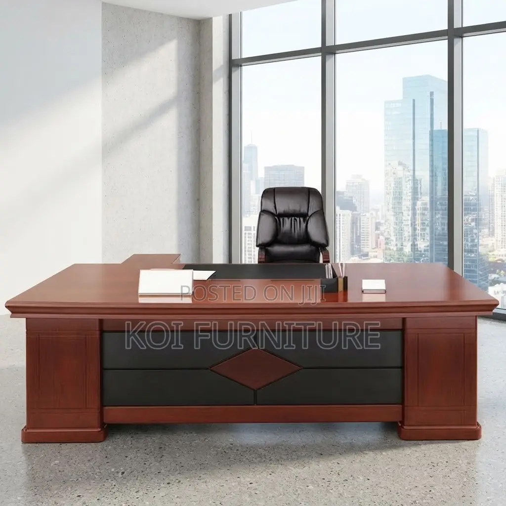 Office Desk; Executive 1.8 Meters Mahogany High Boss Desk