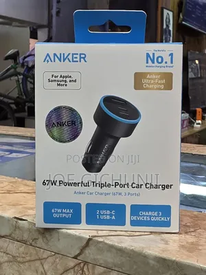Anker 67W Powerful Triple-Port Car Charger (2 USB-C, 1 USB-A)