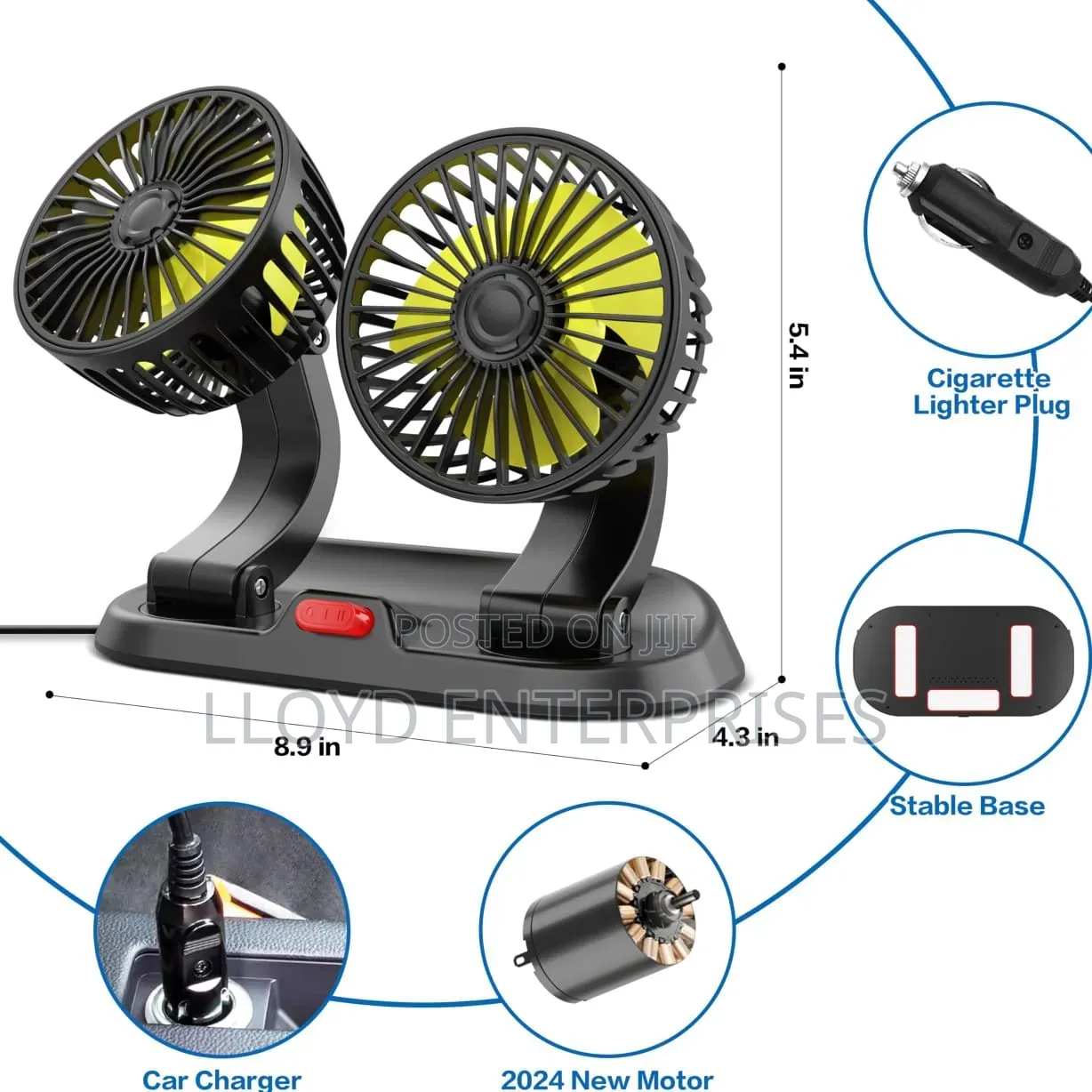 2 Speed Double Headed Vehicle Fan