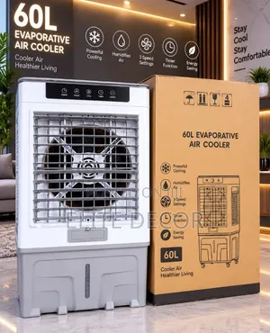 60L Portable Air Cooler – 3 Speed, Swing, Timer Humidifier