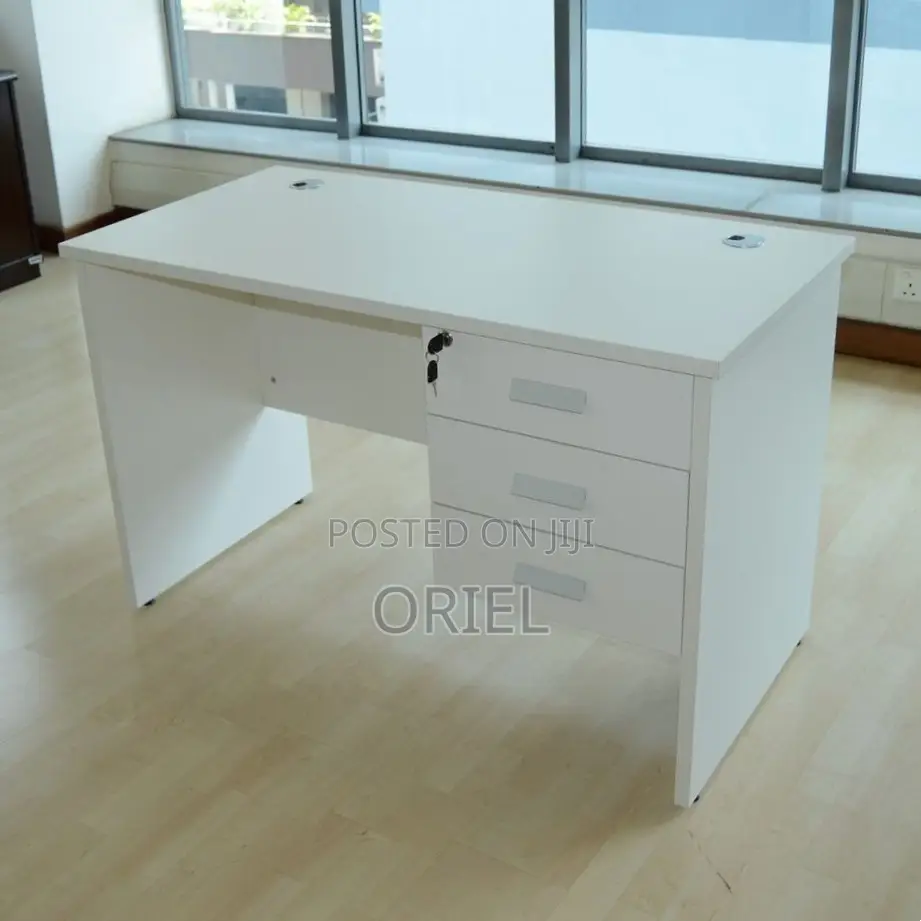 OfStudy Desk : White 120cm Clerical Office Desk With Drawers