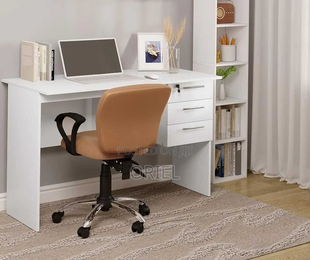 OfStudy Desk : White 120cm Clerical Office Desk With Drawers
