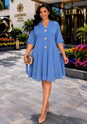 Light Blue Elegant Curve Dress/ Free Plus Size Dress
