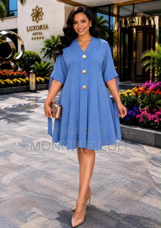 Light Blue Elegant Curve Dress/ Free Plus Size Dress