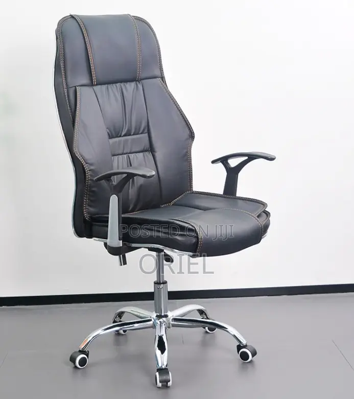 Office Chair : High Back Black Leather Chair