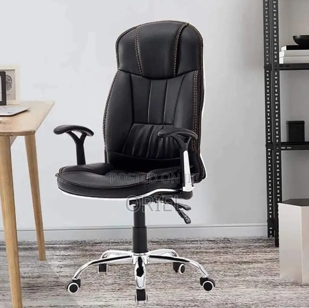 Office Chair : High Back Black Leather Chair