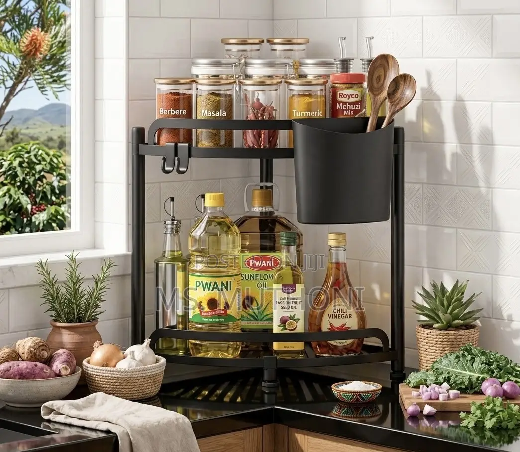 2-Tier Corner Kitchen Storage Rack / Spice Organizer