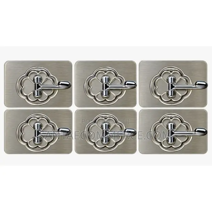 6-Piece Stainless Steel Adhesive Sticky Wall Hooks