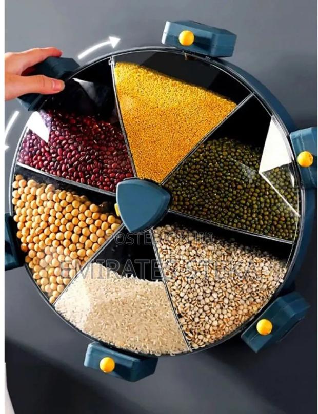 6 Grid Rotating Cereal Dispenser With Transparent Window