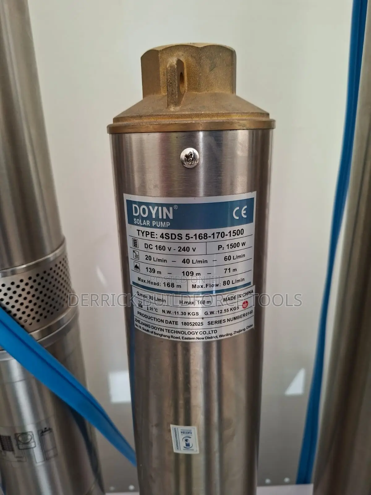 4sds5.168-1500w 2Hp 168m DC Solar Submersible Water Pump