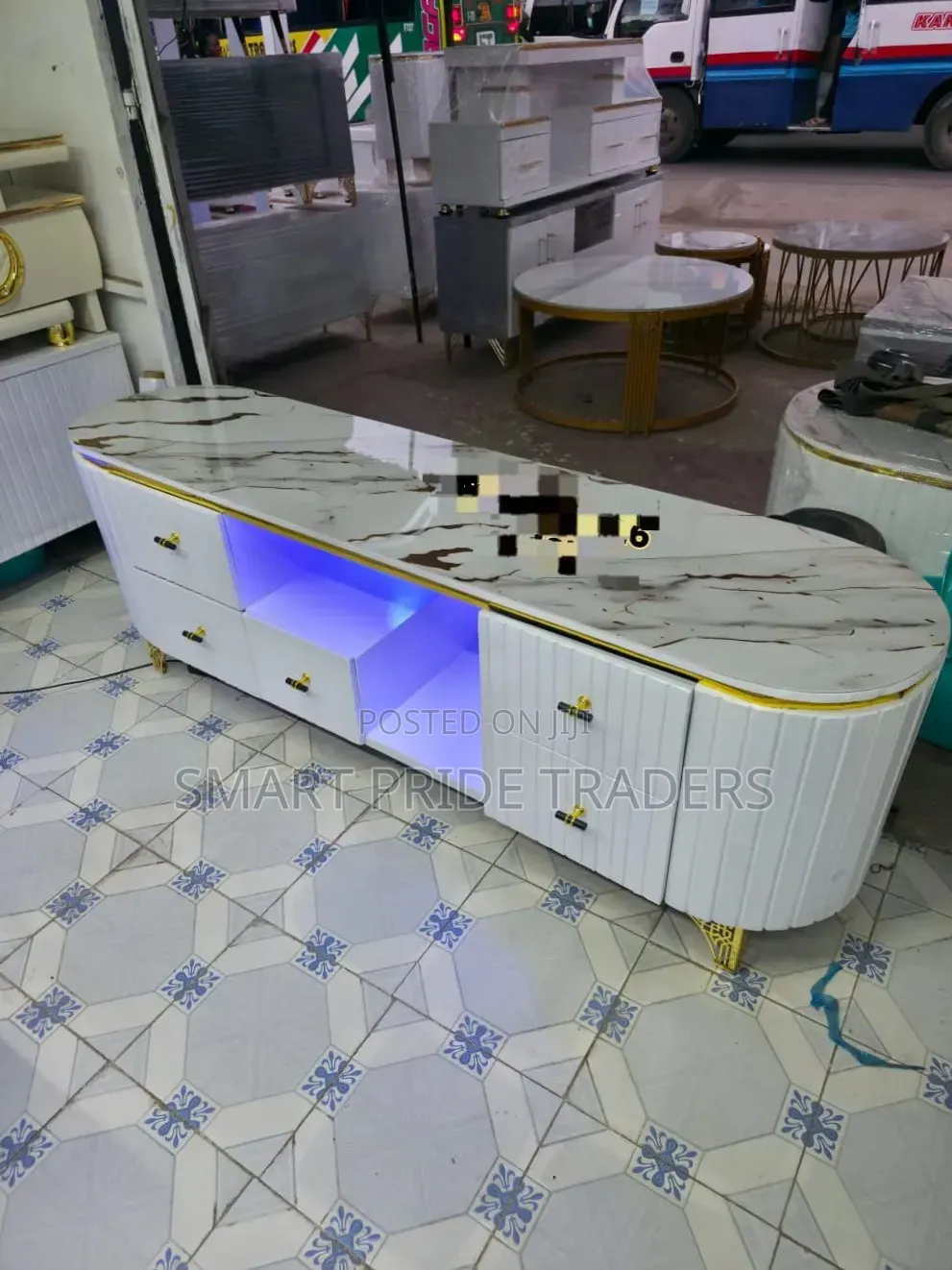 Pure Marbled 6ft Oval Stand With Led Lights