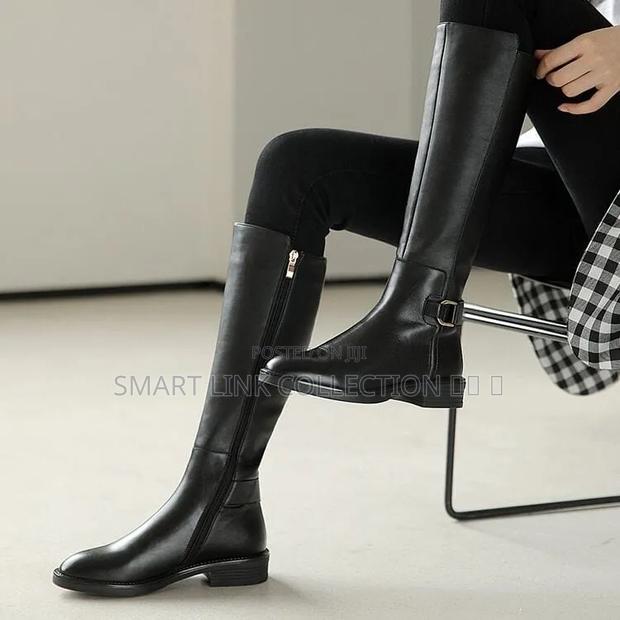*Black Leather Buckled Knee Boots