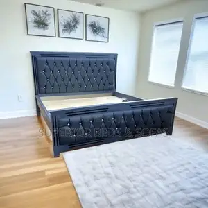 5x6 Black Diamond-Tufted Mocket Bed: Free Delivery