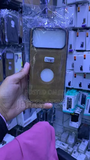 Brown Vegan Leather iPhone 17 Pro Max Case a Cutout to the Apple Logo