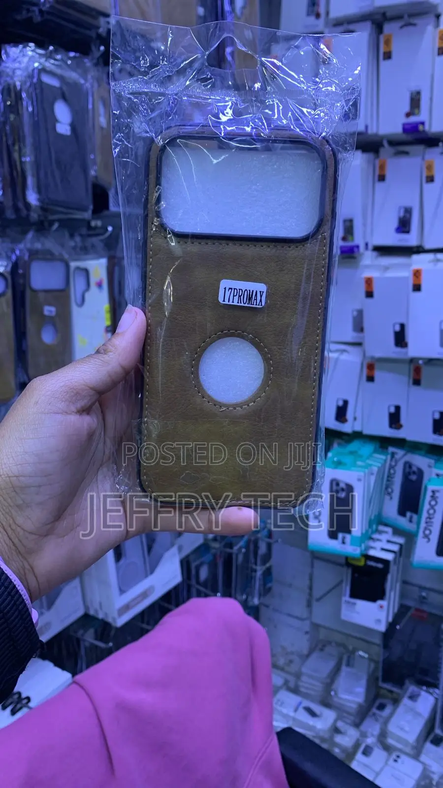 Brown Vegan Leather iPhone 17 Pro Max Case a Cutout to the Apple Logo
