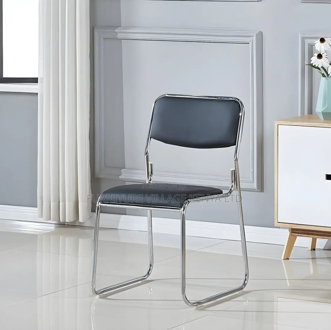 Visitor's Chair;Leather Chrome-Armless Catalina Visitor's Waiting Chai