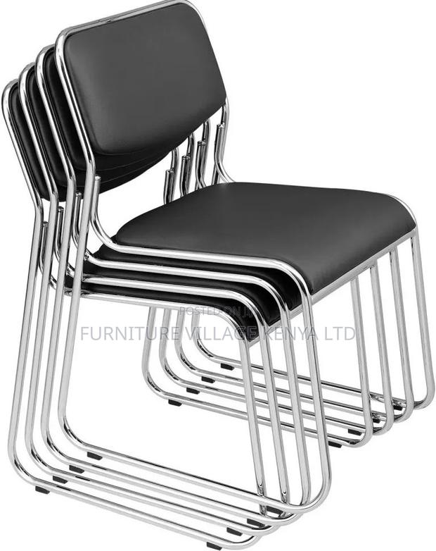 Visitor's Chair;Leather Chrome-Armless Catalina Visitor's Waiting Chai - thumbnail 3