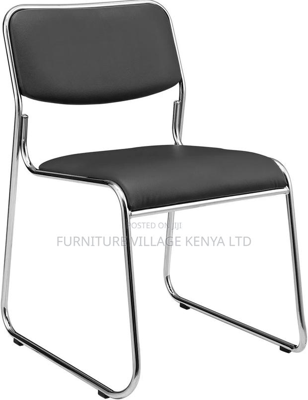 Visitor's Chair;Leather Chrome-Armless Catalina Visitor's Waiting Chai - thumbnail 4