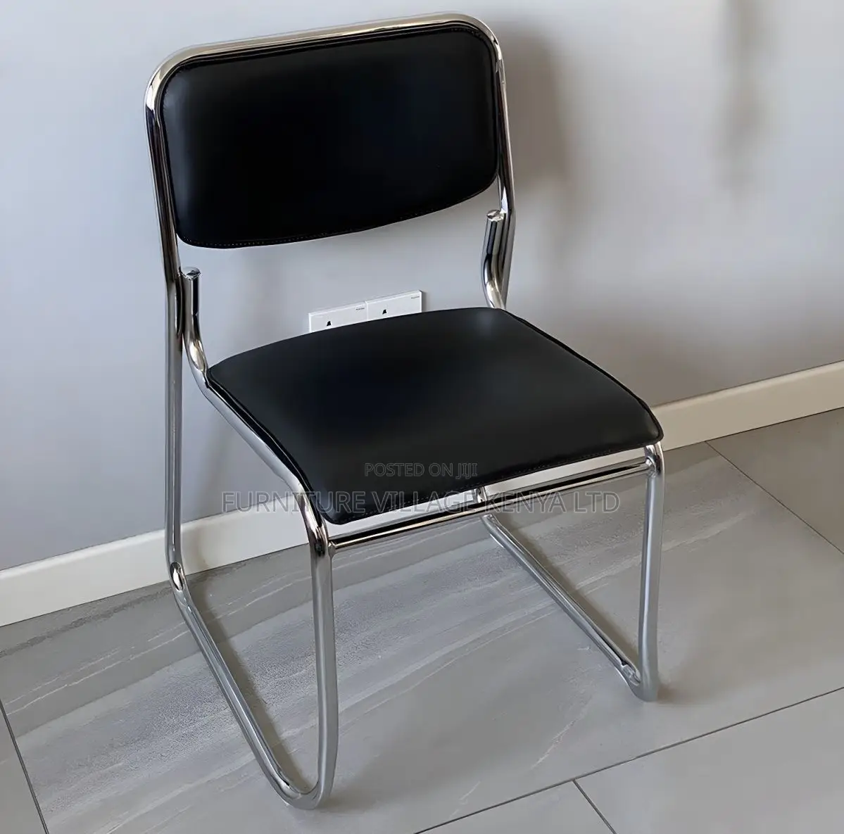 Visitor's Chair;Leather Chrome-Armless Catalina Visitor's Waiting Chai