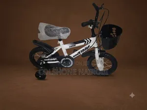 OMB BMX Black White Kids Bicycle With Front Basket 12"