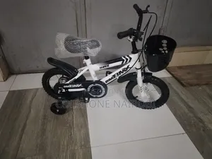 OMB BMX Black White Kids Bicycle With Front Basket 12"
