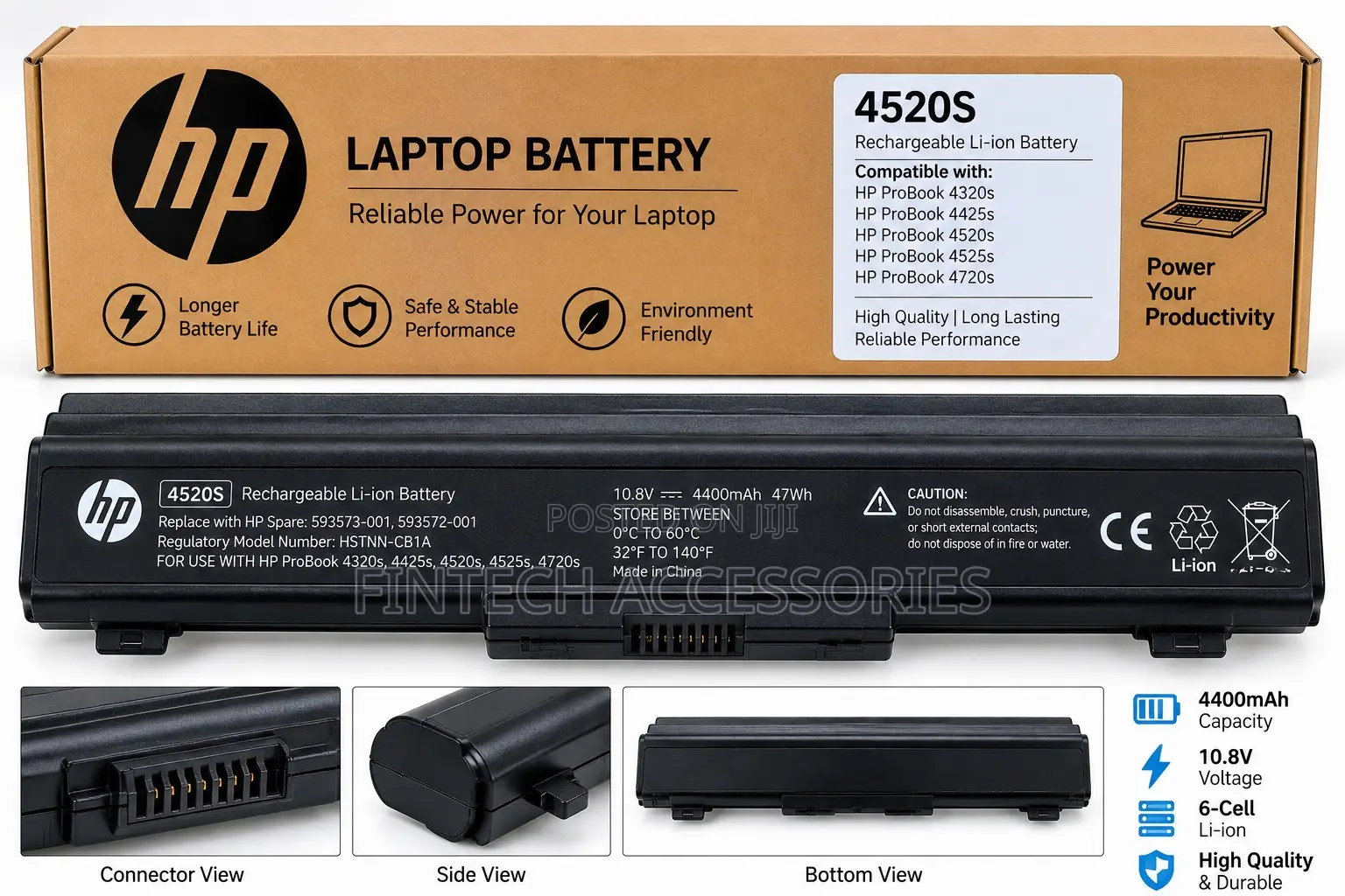 HP 4520s Battery for Probook 4320s 4425s 4720s – 10.8v