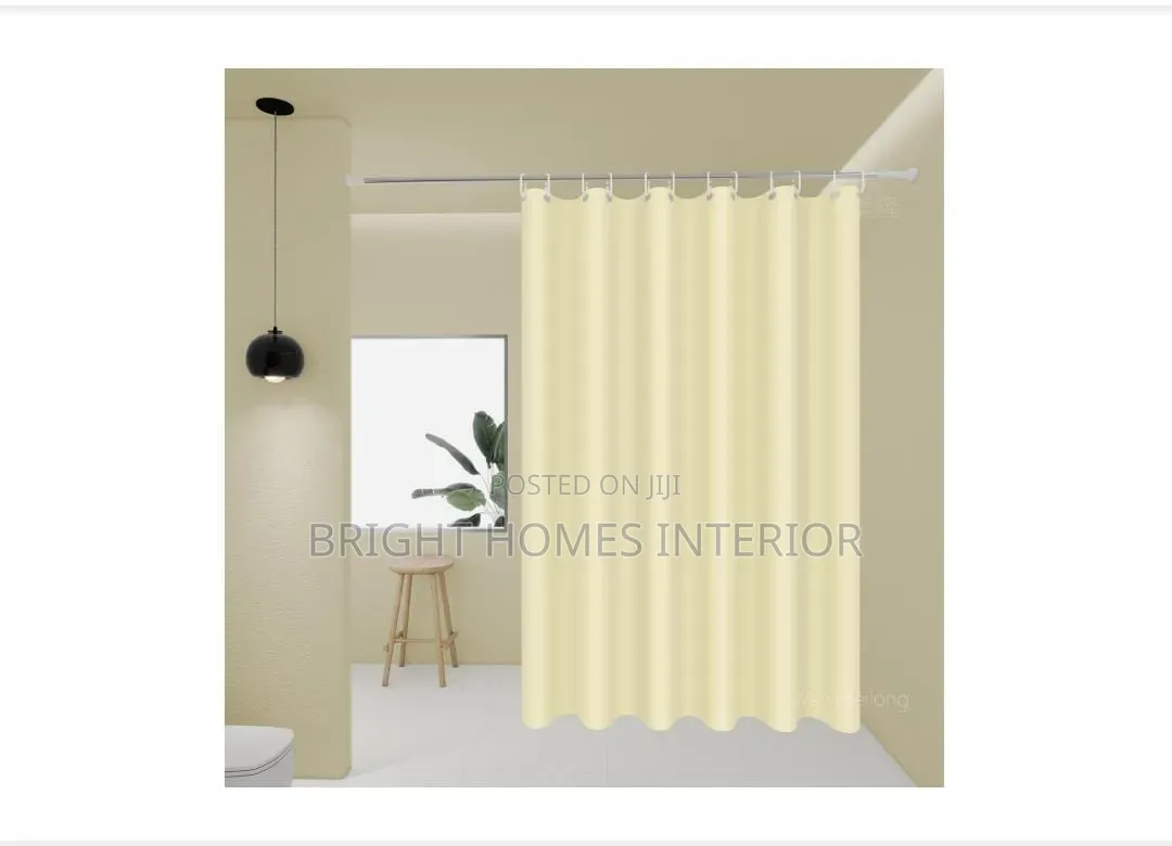 White and Cream Plain Color Shower Curtain