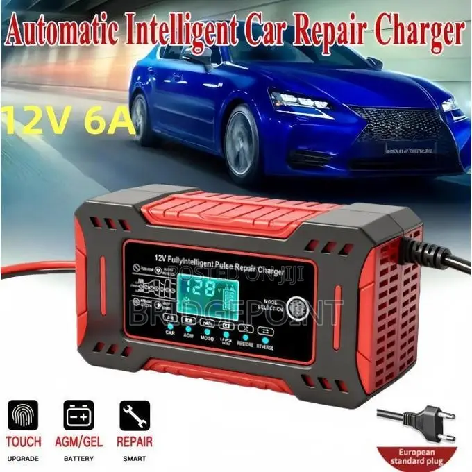 12V DC 6A Intelligent Pulse Repair Car, Backup, Solar Battery Charger