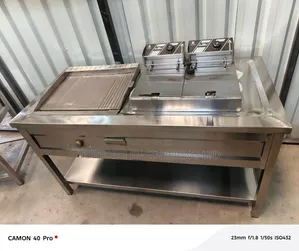 Combined Cooking Units Stainless Steel Griddle and Deep Chips Fryer
