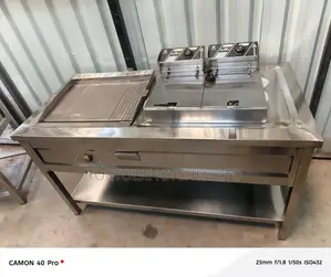 Combined Cooking Units Stainless Steel Griddle and Deep Chips Fryer