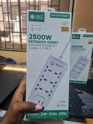 Light Wave 2500W 6 Ways Defender Series Power Extension