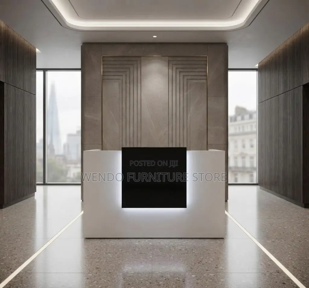 Reception Desk; 1400mm White Drawered Office Reception Desk