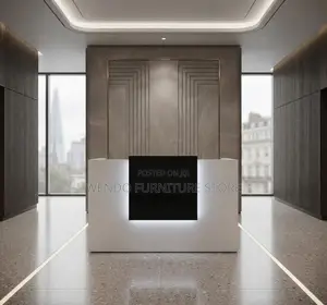 Reception Desk; 1400mm White Drawered Office Reception Desk
