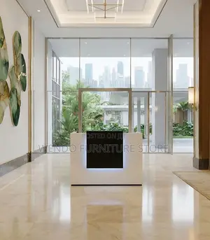 Reception Desk; 1400mm White Drawered Office Reception Desk