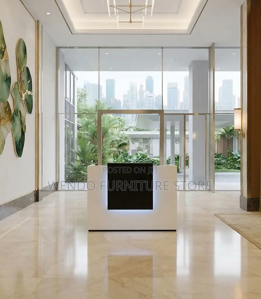 Reception Desk; 1400mm White Drawered Office Reception Desk
