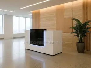 Reception Desk; 1400mm White Drawered Office Reception Desk