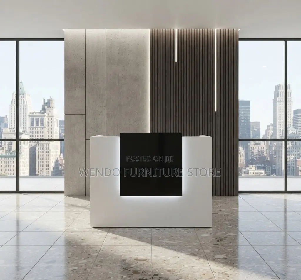 Reception Desk; 1400mm White Drawered Office Reception Desk
