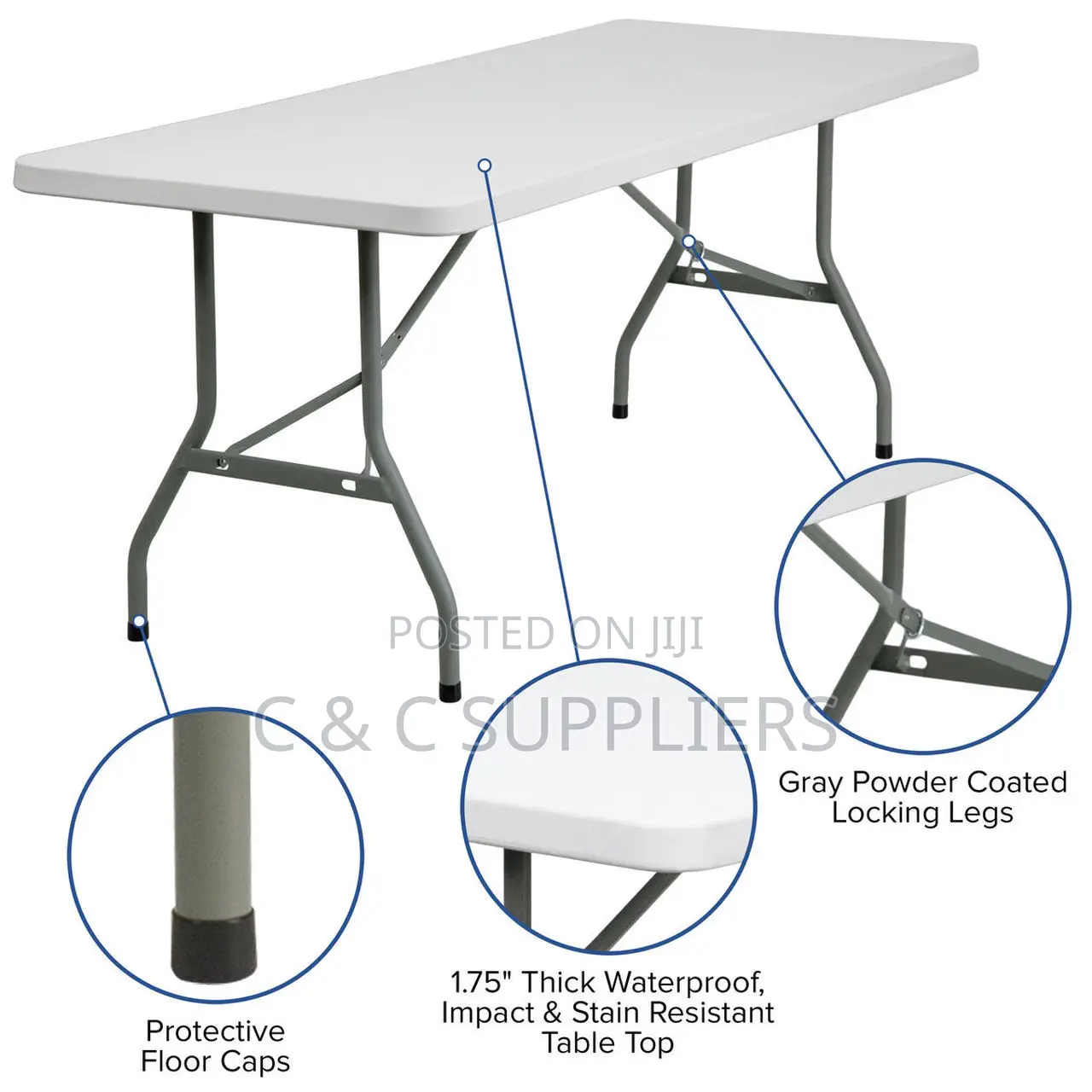 Rectangular Plastic Fold Up Table