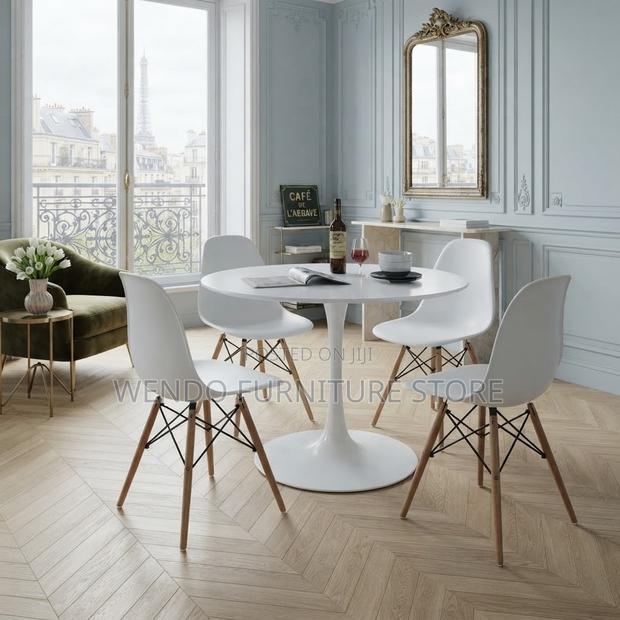Dining Set; Four Seater Balcony Outdoor White Eames Dining Sets - thumbnail 3