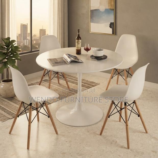 Dining Set; Four Seater Balcony Outdoor White Eames Dining Sets - thumbnail 6