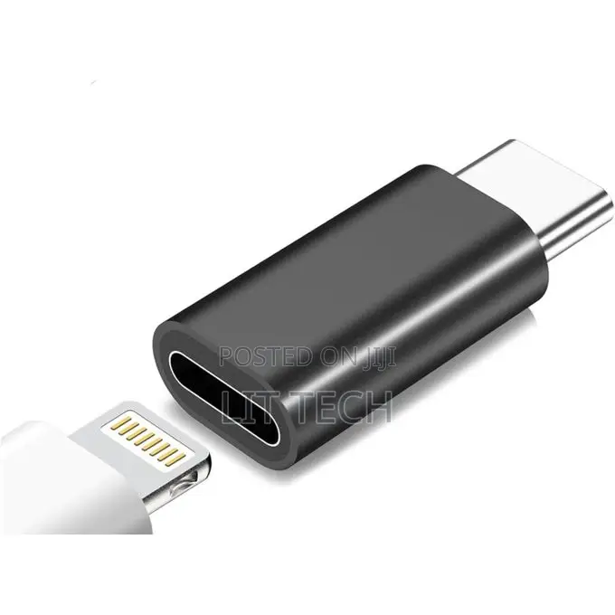 Female Lightning to Male C Type OTG Adapter - Black