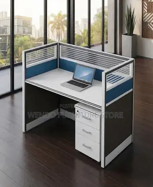 Office Desk; Blue Modern One User 120CM Office Workstations