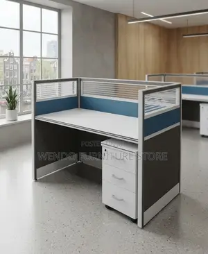 Office Desk; Blue Modern One User 120CM Office Workstations