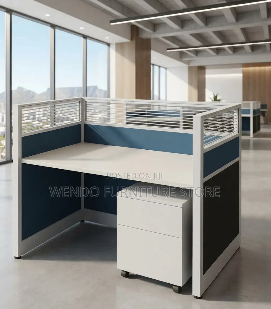 Office Desk; Blue Modern One User 120CM Office Workstations