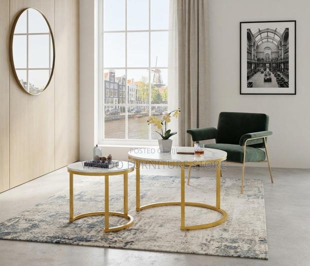 Coffee Table; Marble Living Room Pair Set Coffee Table - main view