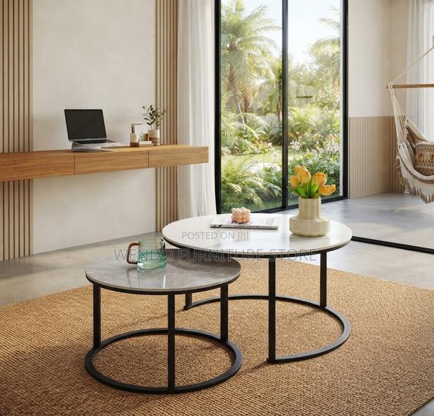 Coffee Table; Marble Living Room Pair Set Coffee Table - thumbnail 5