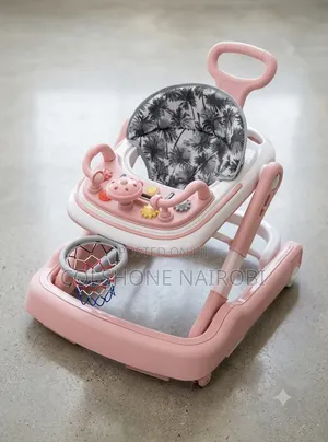 3-in-1 Foldable Baby Walker With Basketball Hoop Musical Toy Tray