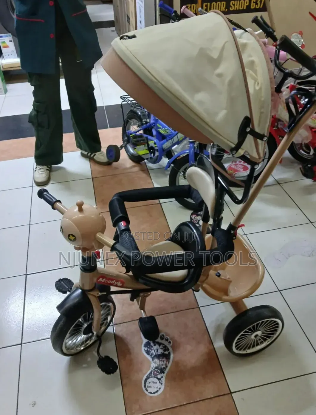 Brown Children's Tricycle Equipped