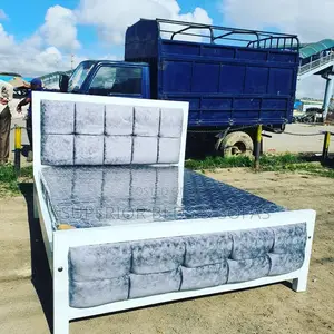 5x6 Grey Panel Mocket Bed in White Frame: Free Delivery